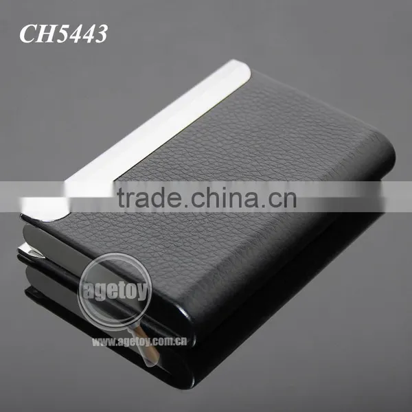New Arrival High-Grade Magnetic Lock Stainless Steel Metal Black Leather Luxury Business Card Case photo-5