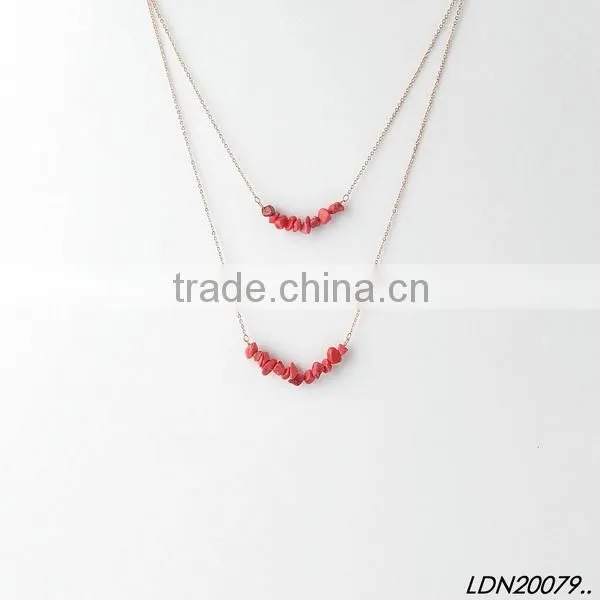 2016 Fashional Red Stone 2layerings Necklace photo-3