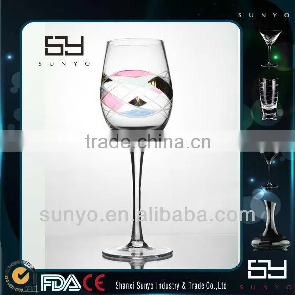 2014 Hot Sale Fancy Wine Glass With Colored Block
