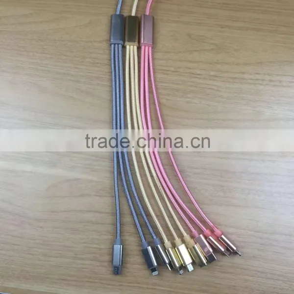 Aluminium Alloy 3 in 1 Charging Cable for IPhone 6 Micro Usb and Type c Mobile Phone photo-2