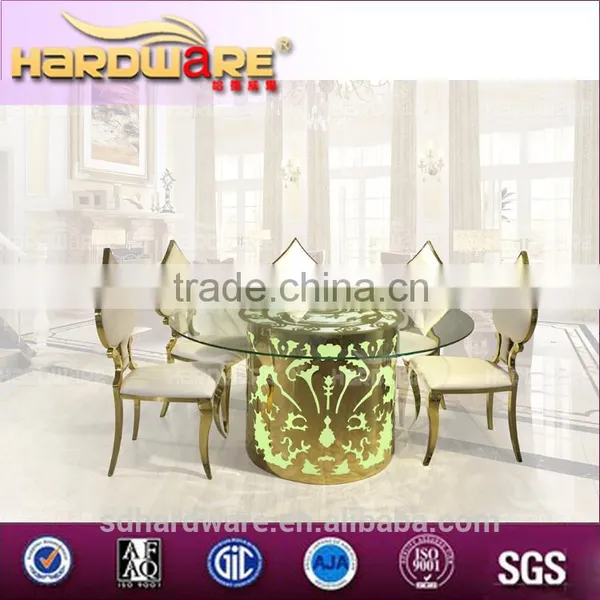 Light up Steel Hotel Dining Banquet Table,led Round Glass Led Table photo-6