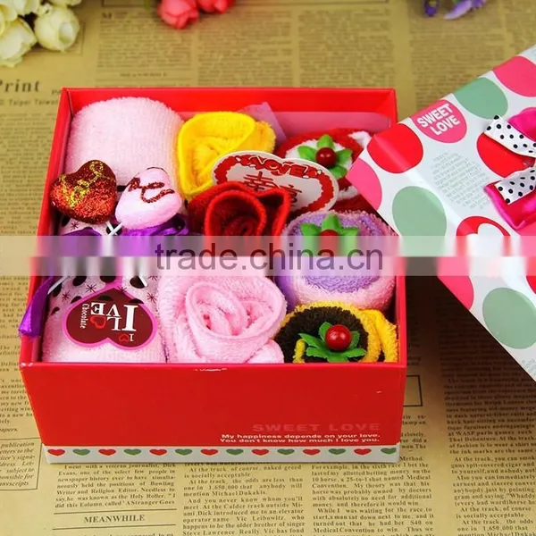2016 Promotional Wholesale Cake Towel Gifts With Rose Flower Shape Towel for Wedding photo-3
