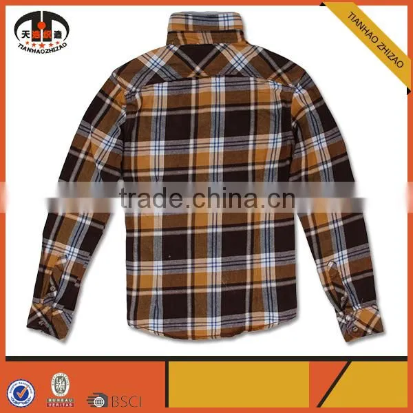 100% Cotton Yellow and Black Long Sleeve Mens Western Plaid Shirt photo-2