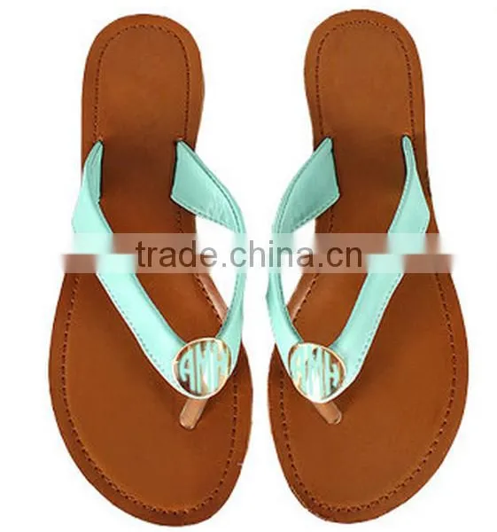 Monogrammed Sandals Slip On ,Coral photo-2
