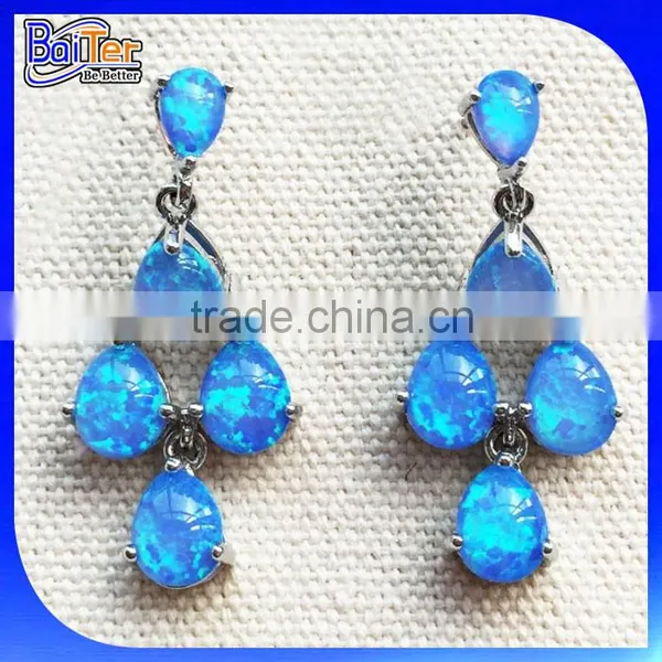 Opal Jewelry Factory !!! Wholesale Lab Created White Opal 925 Sterling Silver Teardrop Opal Earring photo-2