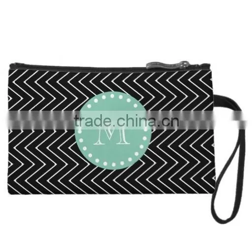 Black and White Striped Pattern Hot Pink Monogrammed Cosmetic Bag photo-2