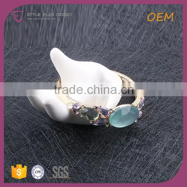 G69734I01 STYLE PLUS Gold Plate Hand Chain With Sapphire Design Bracelets for Girls Gold Plate Chunky Chain Bracelet photo-4