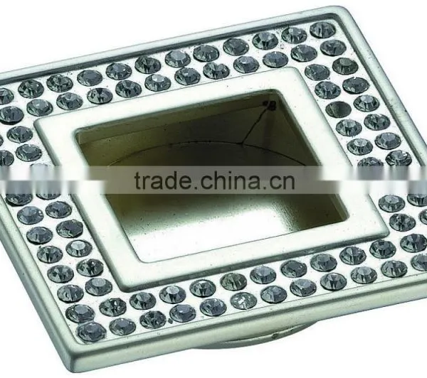 Decorative Crystal Drawer Pull Knobs, Glass Cabinet Drawer Knobs With White/back Plate photo-5