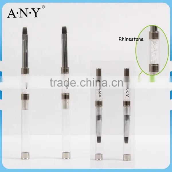 ANY Nail Art Maincure Micropainting Rhinestone Handle Nylon Hair Flat UV Gel Brush for Nail Polish Gel Art