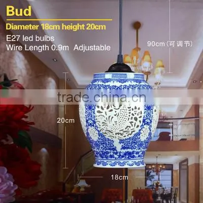 Vintage LED Pendant Light Blue White Porcelain Chandelier Star Jingdezhen Ceramic Loft Coffee Bar Restaurant Kitchen Lights photo-3