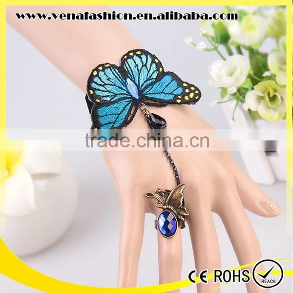 Low Moq Crystal Butterfly Bracelet, Gothic Hand Ring Bracelet photo-2