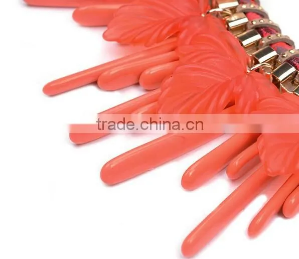 2016 New Fashion Bib Collar Leaves Tassels Chunky Luxury Choker Necklace photo-5