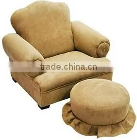 Kids Little Queen Kids Chair & Ottoman Tan Micro