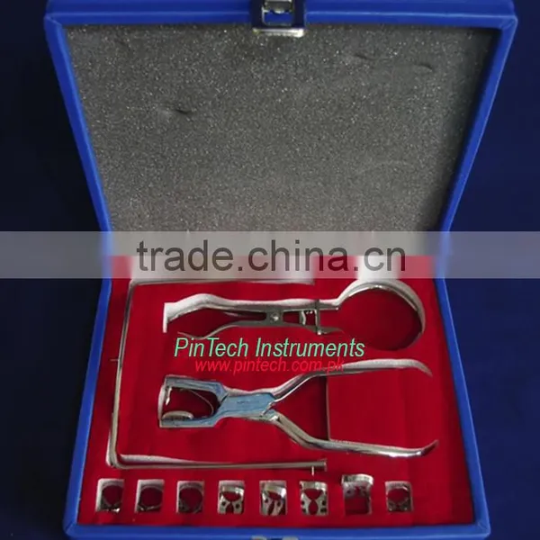 Dental Rubber Dam Instruments Kit in Wooden Case