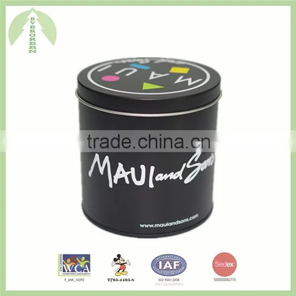Round Shape Tin Box 9.52*9.80cm Black Tin Can photo-2