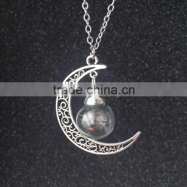 IN Stock Wish Mini Bottle Necklace Dandelion Seeds Dried Flower Glass Necklace Handmade photo-2