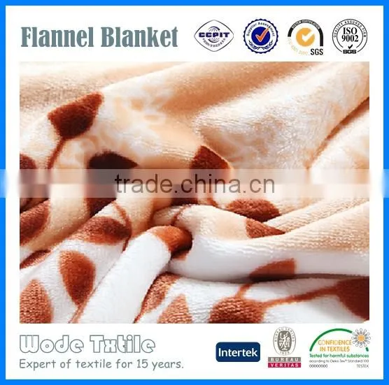 100%polyester Leaf Print Super Soft Flannel Fleece Blanket photo-2