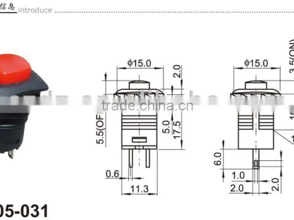 Waterproof Push Button Switch 0.3A 50V Switch,Red Button Push Switch N/O 3V 6V 9V 12V 24V Momentary Type 4 Car Boat photo-5