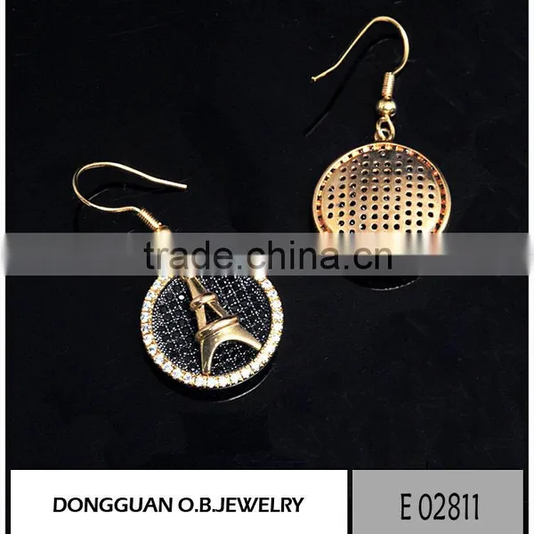 Fashion Dubai Gold Jewelry Earring Heart Shape Hook Designs/clear Crystal Earring photo-4