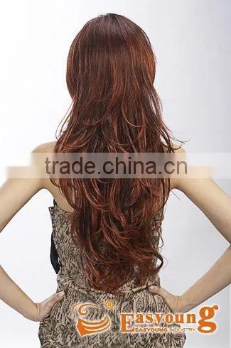 Wholesale Price Natural Long Red Omber Color Synthetic Full Lace Hair Styles Wig photo-3
