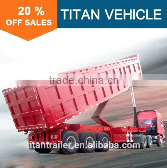 Titan Tri Axle Hydraulic Cylinder Side Dump Trucks / Tipper Dumper Truck Trailer For Sale photo-4