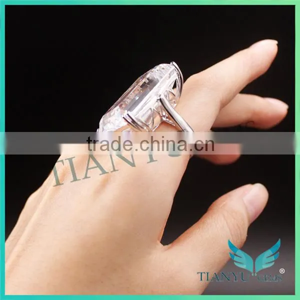 925 Sterling Silver Rectangle Emerald Cubic Zirconia Party Ring photo-6