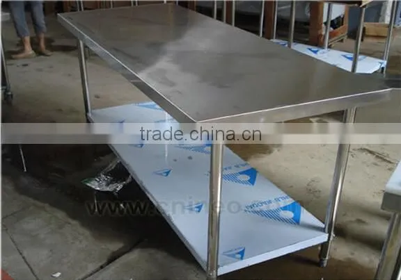 Restaurant Kitchen Heavy Duty Stainless Steel Work Table With Wheel And Under Shelf photo-2