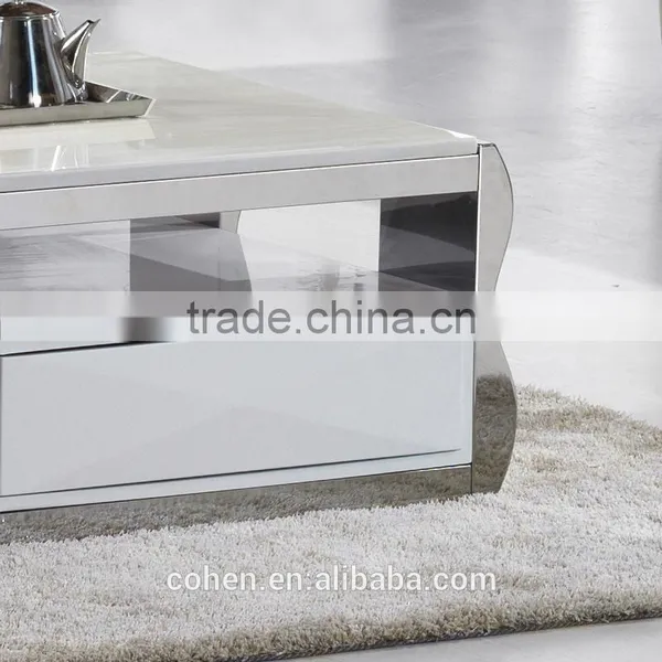 European Design Modern Mdf Stainless Steel Marble Top Coffee Table photo-3