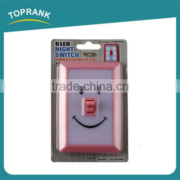 New Design Decoration Kids Room Smile Wireless 6 Led Switch Night Light With Hook & Loop Adhesive Strips photo-4