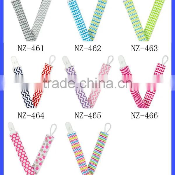 Navy Red Stripe Printed Ribbon Baby Boy Pacifier Clip Plastic Pacifier Clip Holder photo-6