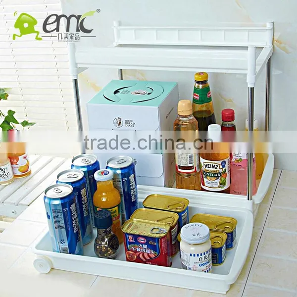 New Plastic Kitchen Storage Stool Telescopic Drawer Kitchen Shelf photo-3