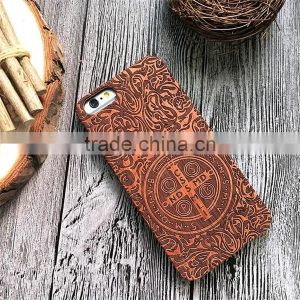 Classical Chinese 2017 Newest Design PC Sticked With Wood Cartoon Carving Cell Phone Case for Iphone photo-6
