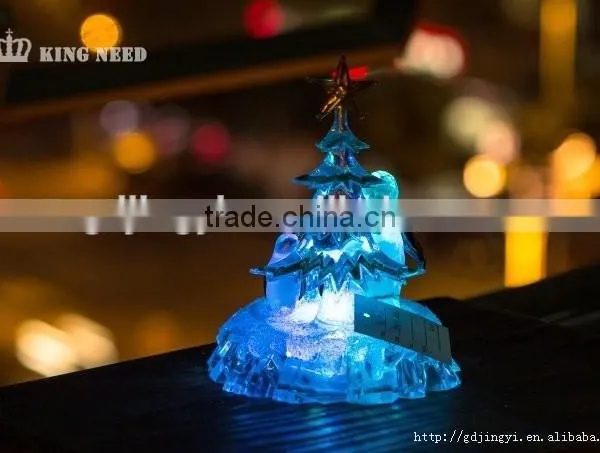 Clear Acrylic Crystal LED RBG Color Changing Penguin Table Home Ornaments photo-5