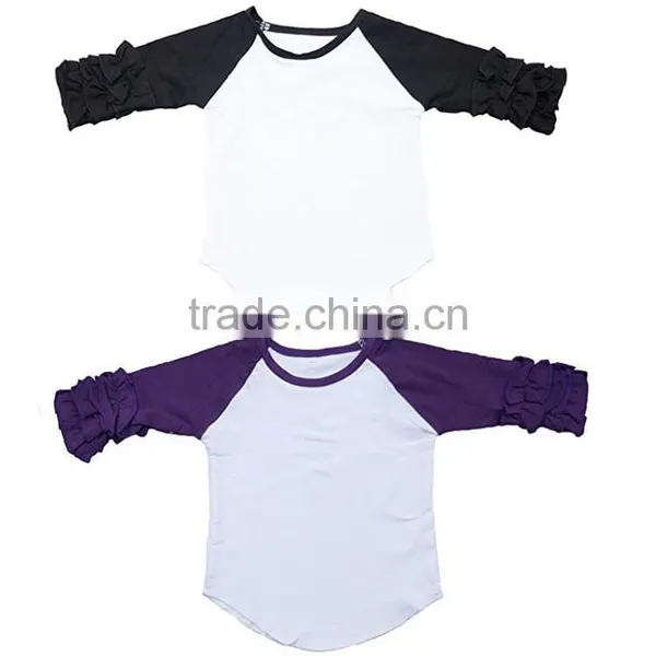 Baby Clothing Design Kids Clothing Wholesale 2017 Icing Ruffle Raglan Shirt Baby Ruffle Raglan Kids Shirt photo-5