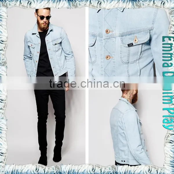 EMMA PRIVATE CUSTOMIZED MADE Vogue Mens White Blue Regular Fitted Denim Jackets photo-4