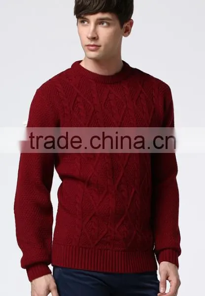 Mans Round Colloar Cable Knit Pattern Pullover Sweater With High Quality photo-5