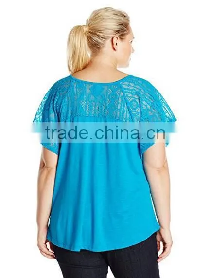 OEM Plus Size Women Clothing Ladies Plus Size Lace Tshirt photo-6