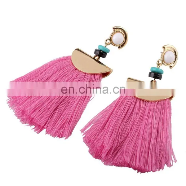 New Designs Gold Metal With Long Tassel Handmade Earrings photo-3