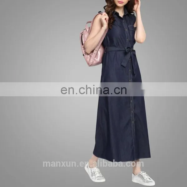 Nice Design Lady Causal Clothing Navy Blue Jean Skirt Open Front Button Women Dress Wholesale 2016 photo-3