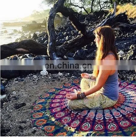 Indian Mandala Tapestry Beach Throw Psychedelic Mandala Roundie Throw Yoga Mat