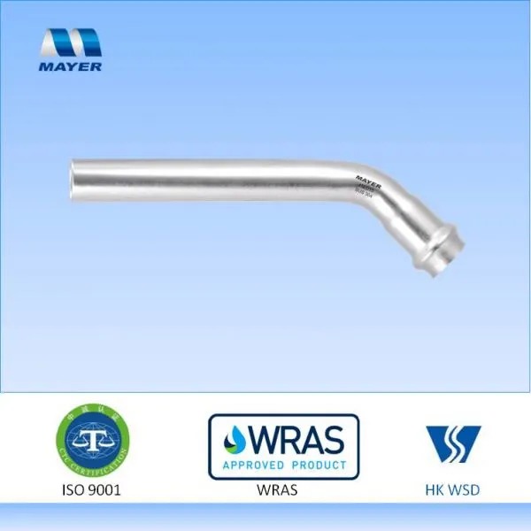 Stainless Steel Elbow 45 Degrees With a Plain End HONG KONG WSD Press Fitting