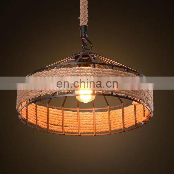 Popular Industrial Fancy Hemp Rope Lamp Edison Pendant Light photo-4