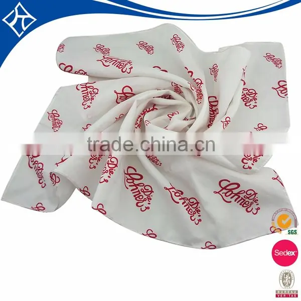 2014 White 100% Square Woven Polyester Scarf