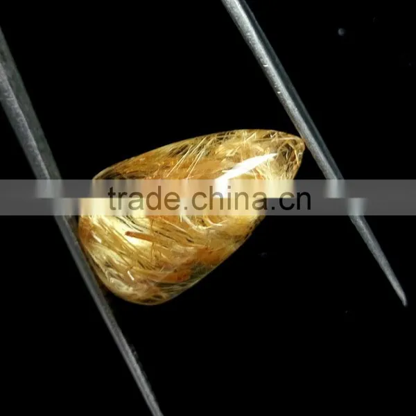 Golden Rutile / Natural Yellow Rutile Cabochon Gemstone / Smooth Copper Rutile photo-3