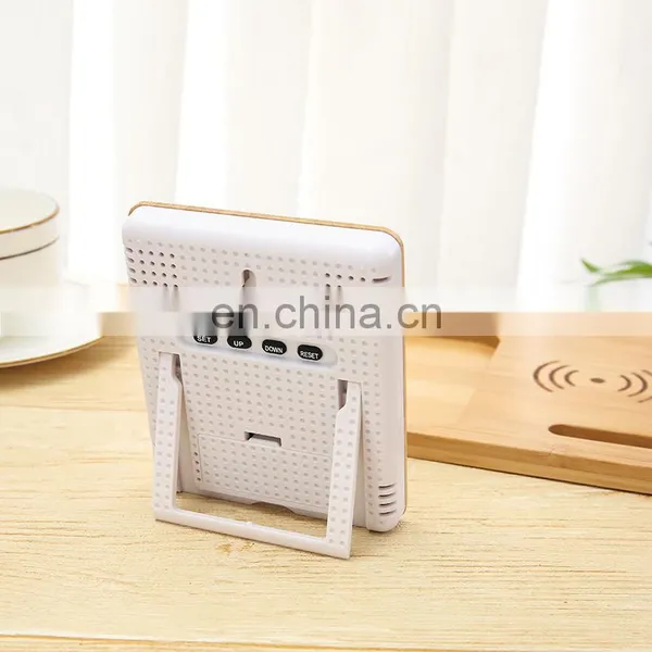 Three in One Bedside Table Wireless Charging Station Planner Pad Ipad Holder Temperature and Humidity Weather Clock Bamboo Set photo-5
