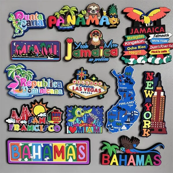 Wholesale Price Personalized Punta Cana Panama Jamaica Finland Bahamas Australia Tourist Souvenirs Custom Soft PVC Rubber Fridge Magnet Factory