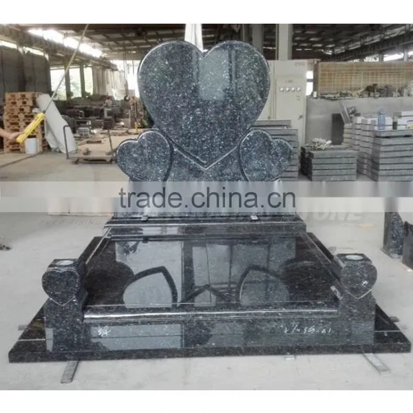 Blue Pearl Heart Shaped Headstone photo-2