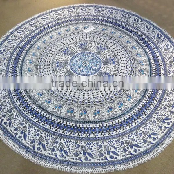 Indian Mandala Round Beach Towel Roundie Pareo Turkish Towel photo-2