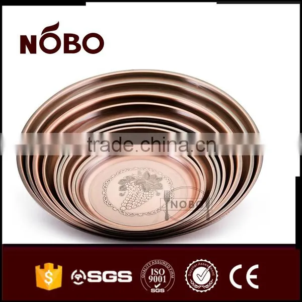 Ancient Copper Embossed Grape Plate, Stainless Steel Non-slip Serving Tray photo-2