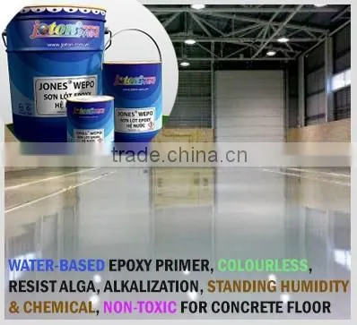 Water Based Epoxy Primer, Stand Humidity, Chemicals, Alkalization, NON-TOXIC for Concrete Floor JONES WEPO